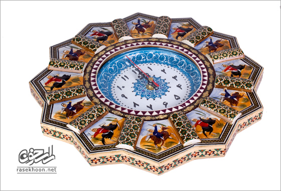ساعت 8 ضلعی خاتم کاری