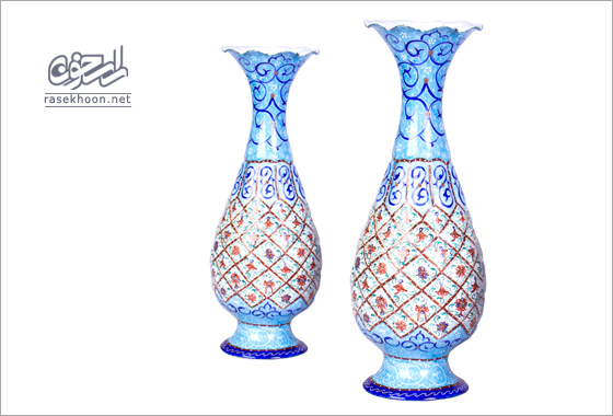  گلدان مسی میناکاری 