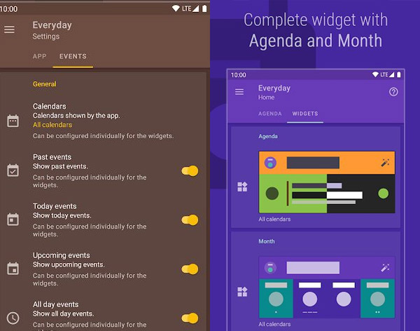 ویجت تقویم قابل شخصی سازی