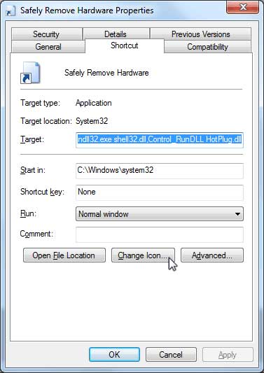 ساخت کلید میانبر برای Safely Remove Hardware