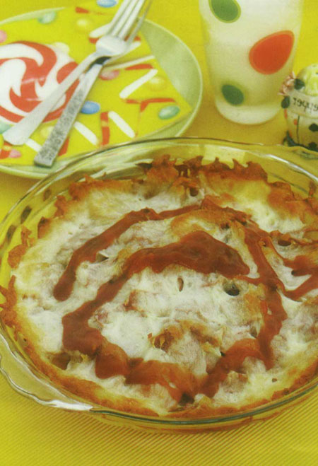 خوراک کالباس با چيپس و پنير
