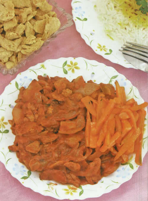 چلو گوشت گياهي با هويج