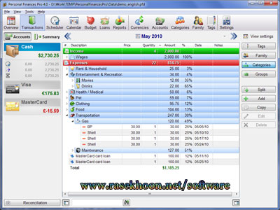 مدیریت حسابداری شخصی توسط Personal Finances Pro v4.1