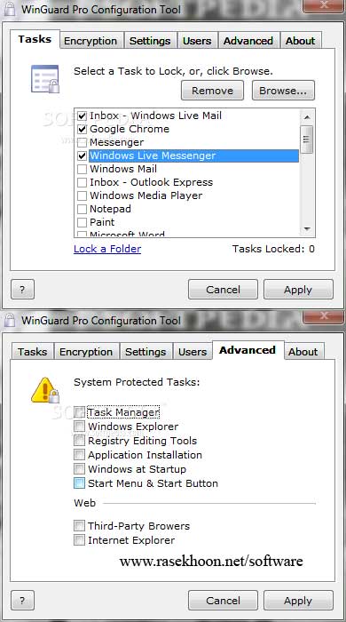 رمزنگاری برروی قسمت های مختلف ویندوز با  WinGuard Pro Advanced 2013 Free / Pro Advanced 2011 v7.8.20