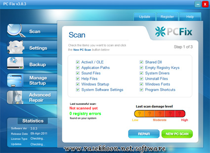رفع نواقص کامپیوتر با PC Fix 2011 v3.03 رفع نواقص کامپیوتر با PC Fix 2011 v3.03
