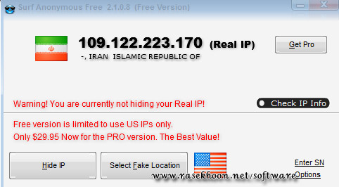 مخفی کردن آی پی با Surf Anonymous Free 2.1.0.8