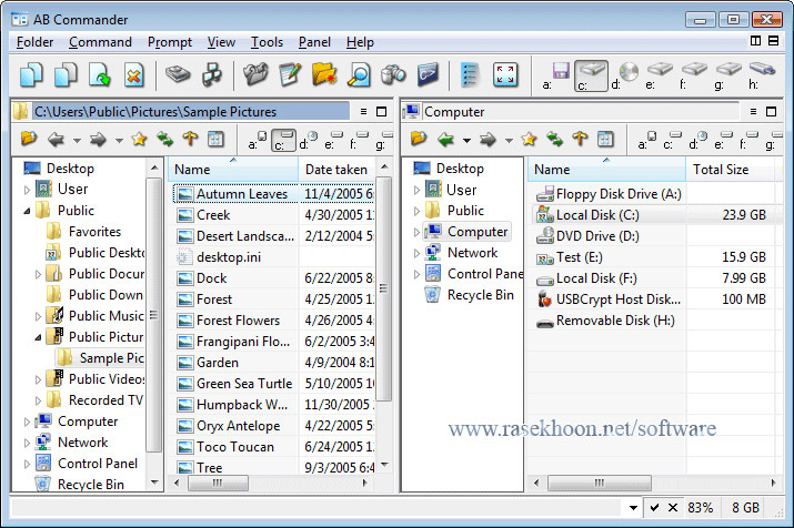  مدیریت فایل های کامپیوتری با AB Commander 8.3.0.1433