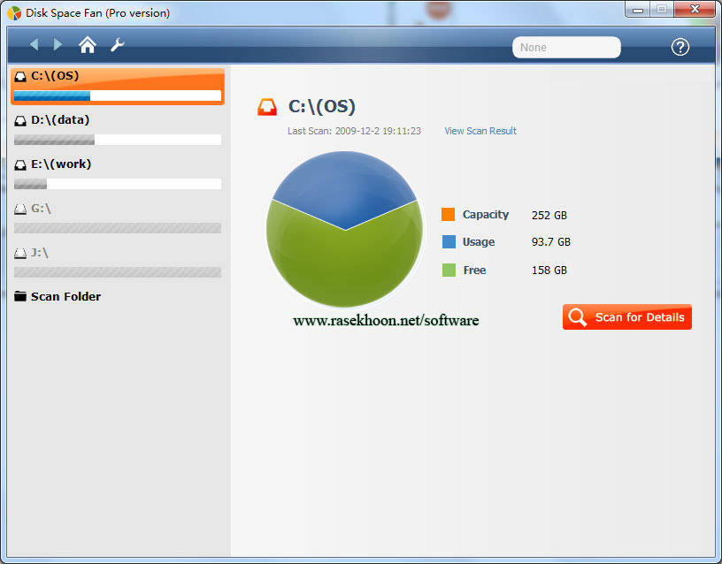  آزاد سازی فضای هارد با Disk Space Fan Pro 3.0.0.841