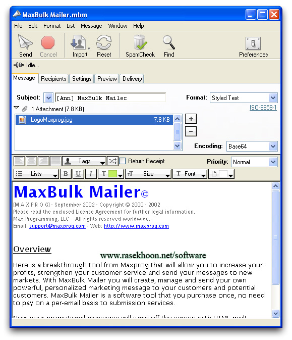 ارسال ایمیل های گروهی با Maxprog MaxBulk Mailer Pro 8.3.3 ارسال ایمیل های گروهی با Maxprog MaxBulk Mailer Pro 8.3.3