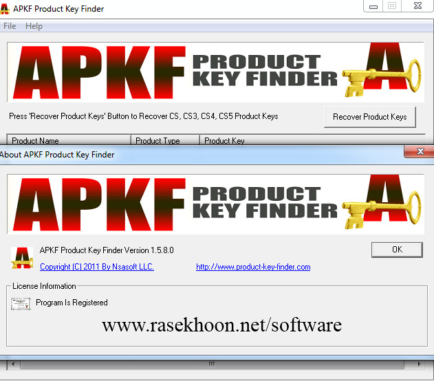 جستجوی سریال محصولات Adobe با Nsasoft Adobe Product Key Finder 1.6.1.0