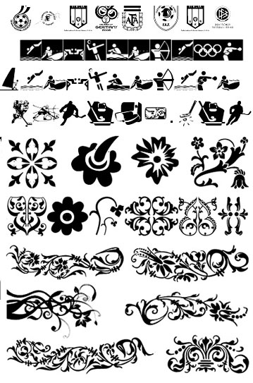 مجموعه فونت های سمبل های ورزشی و گل دار 