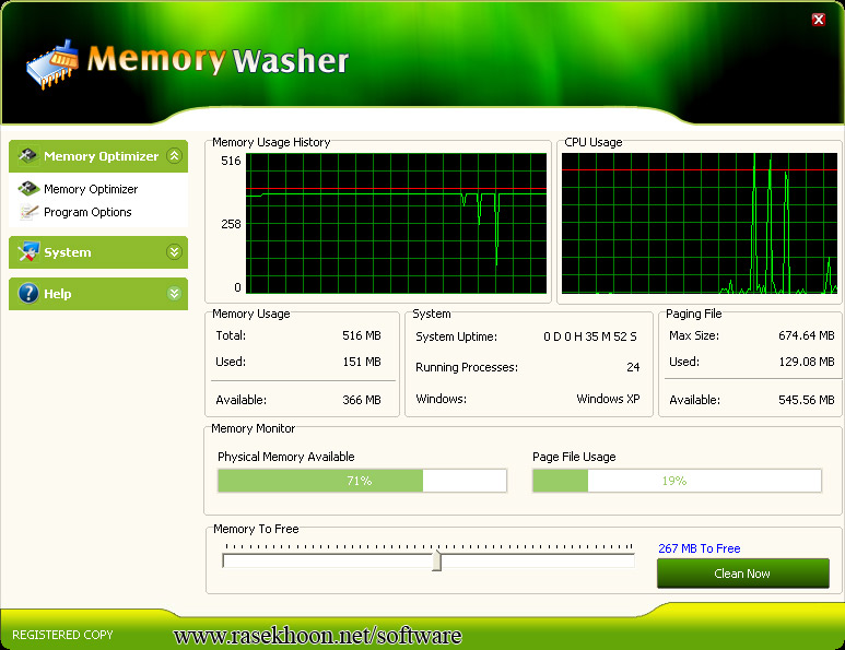 بهینه سازی حافظه با Giant Matrix Memory Washer 6.1.1.19 بهینه سازی حافظه با Giant Matrix Memory Washer 6.1.1.19